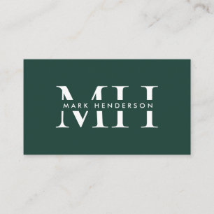 Monogram Elegant Modern Smaragd Groen Visitekaartje