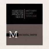 Monogram Elegant Modern Wenge & Black Visitekaartje (Buitenkant ongevouwen)