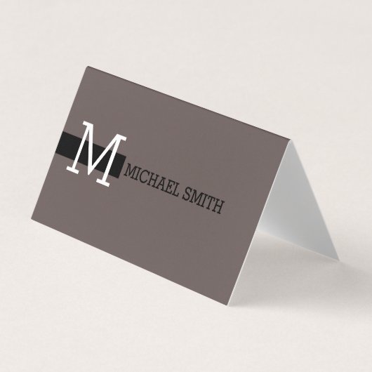 Monogram Elegant Modern Wenge & Black Visitekaartje (Voorkant)