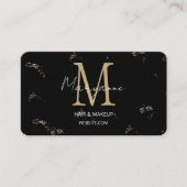 Monogram Elegant Modern Zwart Goud Visitekaartje (Voorkant)