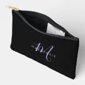 Monogram Elegant modern zwart lavenderscript Etui (Open)