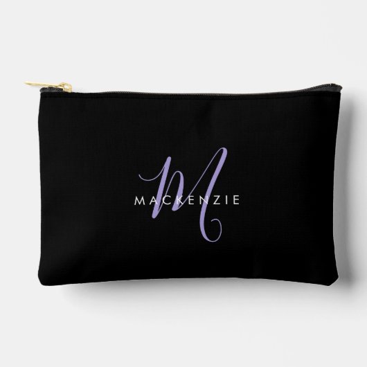 Monogram Elegant modern zwart lavenderscript Etui (Voorkant)