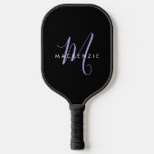 Monogram Elegant modern zwart lavenderscript Pickleball Paddle (Voorkant)