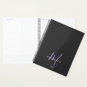 Monogram Elegant modern zwart lavenderscript Planner (Display)