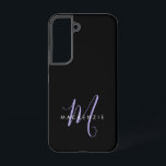Monogram Elegant modern zwart lavenderscript Samsung Galaxy Hoesje<br><div class="desc">Elegant modern Black Lavender Script Monogram telefoontas. Een elegant het manuscriptmonogram van de Lavender die met een schone witte san-serif doopvont wordt gecombineerd maakt voor een hedendaagse blik.</div>