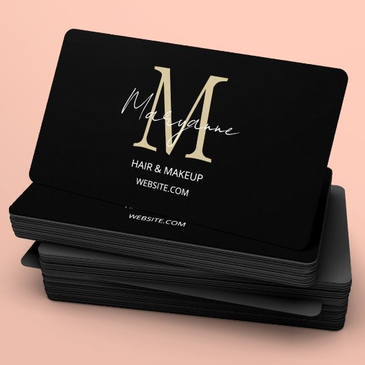 Monogram Elegant Modern Zwart Professioneel Visitekaartje