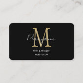 Monogram Elegant Modern Zwart Professioneel Visitekaartje (Voorkant)