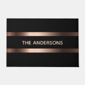 Monogram elegant modern zwart roos goudfamilie deurmat (Voorkant)