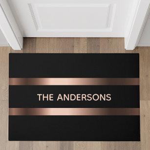 Monogram elegant modern zwart roos goudfamilie deurmat