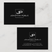 Monogram Elegant Modern Zwart Wit Sjabloon Visitekaartje (Voorkant / Achterkant)