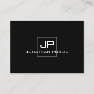Monogram Elegant Modern Zwart Wit Sjabloon Visitekaartje