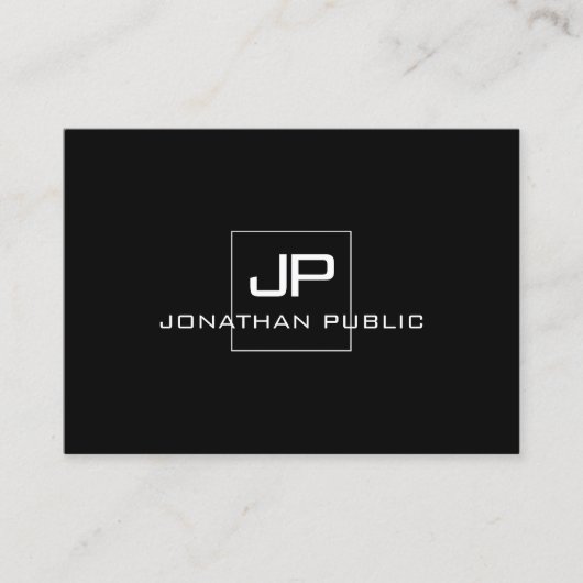 Monogram Elegant Modern Zwart Wit Sjabloon Visitekaartje (Voorkant)