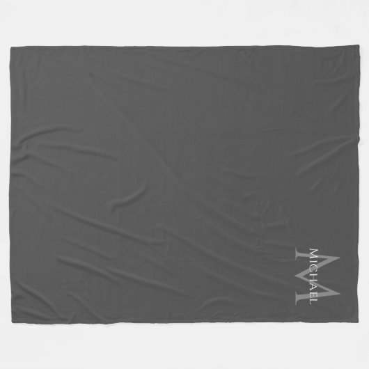 Monogram Elegant Moderne Aangepaste Sjabloon Fleece Deken (Voorkant (Horizontaal))