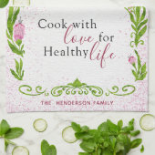 Monogram Elegant Motivatie Roze Bloemen Theedoek (Gevouwen)