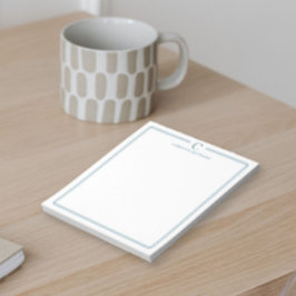 Monogram Elegant Navy Blauwe Rand Briefpapier Notitieblok