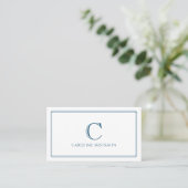 Monogram Elegant Navy Blauwe Rand Briefpapier Visitekaartje (Staand voorkant)