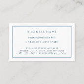 Monogram Elegant Navy Blauwe Rand Briefpapier Visitekaartje (Achterkant)