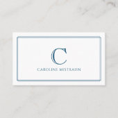 Monogram Elegant Navy Blauwe Rand Briefpapier Visitekaartje (Voorkant)