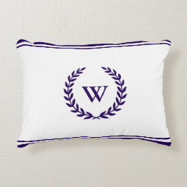 Monogram Elegant Navy Blue en White Accent Pillow Decoratief Kussen