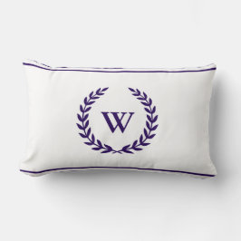 Monogram Elegant Navy Blue en White Lumbar Pillow Kussen