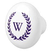Monogram Elegant Navy Blue White Ceramic Knob Keramische Knop (Rechts)
