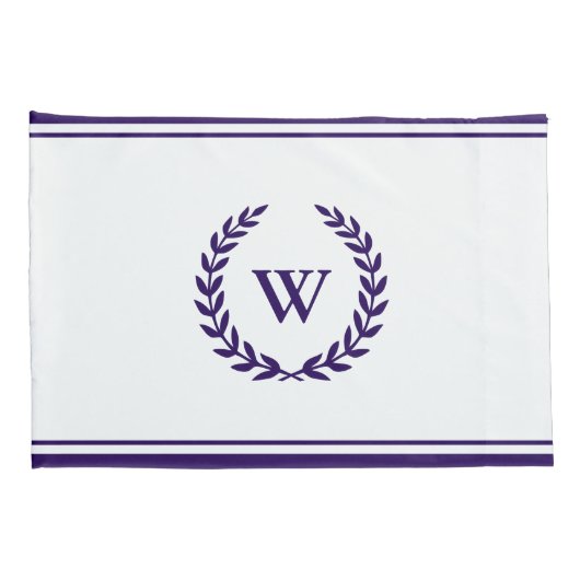 Monogram Elegant Navy Blue White Kussenslopen (Achterkant-Rechts)