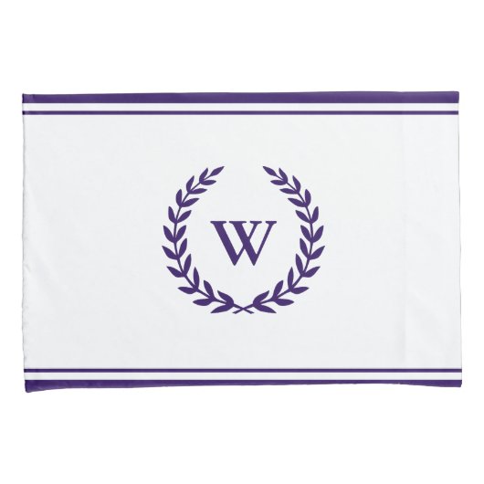 Monogram Elegant Navy Blue White Kussenslopen (Voorkant-Rechts)