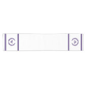 Monogram Elegant Navy Blue White Table Runner Korte Tafelloper (Horizontaal)