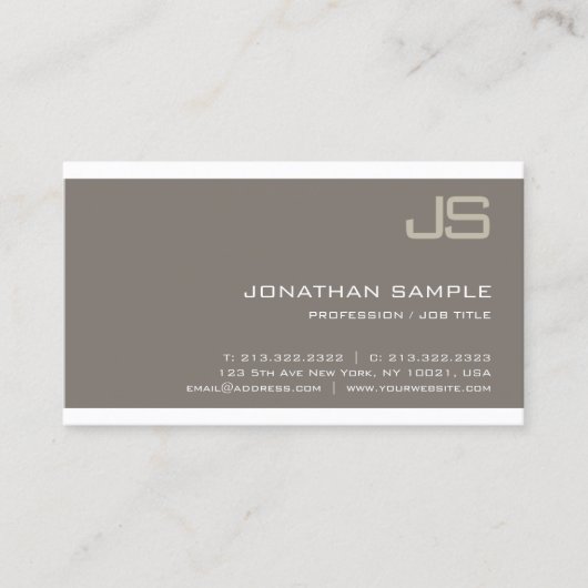 Monogram elegant ontwerp Modern Professional Luxe Visitekaartje (Voorkant)