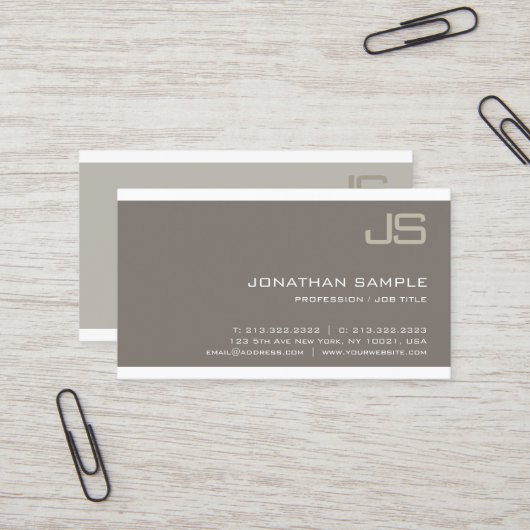 Monogram Elegant Ontwerp Modern Professioneel Luxe Visitekaartje (Voorkant / Achterkant in situ)