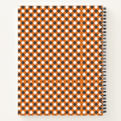 Monogram Elegant Oranje Wit Geruit Gingham Notitieboek (Achterkant)