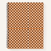 Monogram Elegant Oranje Wit Geruit Gingham Notitieboek (Voorkant)