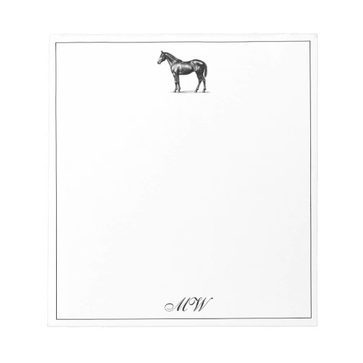 Monogram Elegant Paard Ruitersport Eigen Initiëlen Notitieblok (Voorkant)
