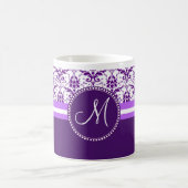 Monogram Elegant Paars en White Damask Koffiemok (Center)