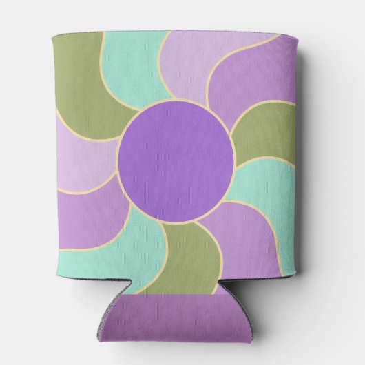 Monogram Elegant Paarse Groene Retro Zonnegolven Blikjeskoeler (Achterkant)