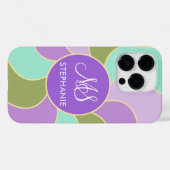 Monogram Elegant Paarse Groene Retro Zonnegolven Case-Mate iPhone Case (Achterkant (horizontaal))
