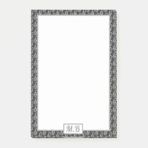 Monogram Elegant Paperclip zwart-wit Patroon Post-it® Notes