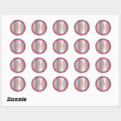 Monogram Elegant Pink en Silver  Paisley Ronde Sticker (Vel)