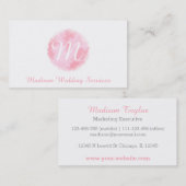 Monogram Elegant Pink en White Waterverf Visitekaartje (Voorkant / Achterkant)
