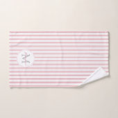 Monogram Elegant Pink French Ticking Stripes Name Bad Handdoek (Handdoek)