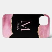 Monogram Elegant Pink Gold Agate Case-Mate iPhone Case (Achterkant (horizontaal))