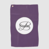 Monogram Elegant Plum Paarse Golf Towel Golfhanddoek (Voorkant)