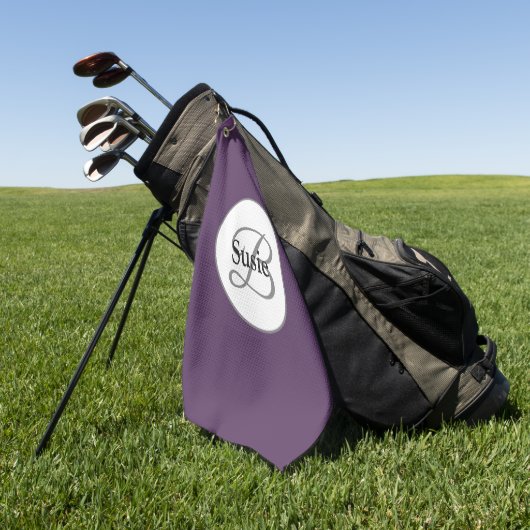 Monogram Elegant Plum Paarse Golf Towel Golfhanddoek (Groen)