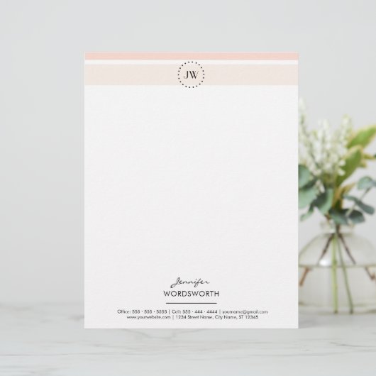 Monogram Elegant Professional Letterhead Briefhoofd (Staand voorkant)