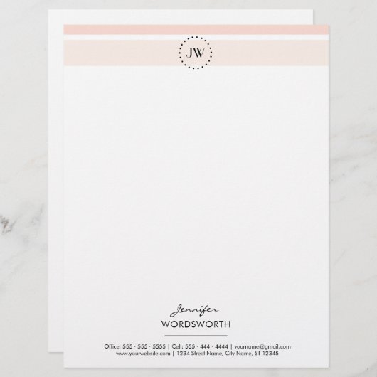 Monogram Elegant Professional Letterhead Briefhoofd (Voorkant / Achterkant)