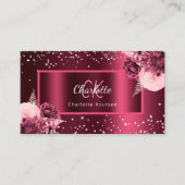 Monogram elegant QR-code voor Bourgondiale florale Visitekaartje (Voorkant)