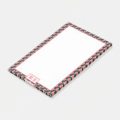 Monogram Elegant Red Drawing Pin Pattern Post-it® Notes (Schuin)
