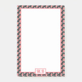 Monogram Elegant Red Drawing Pin Pattern Post-it® Notes (Voorkant)