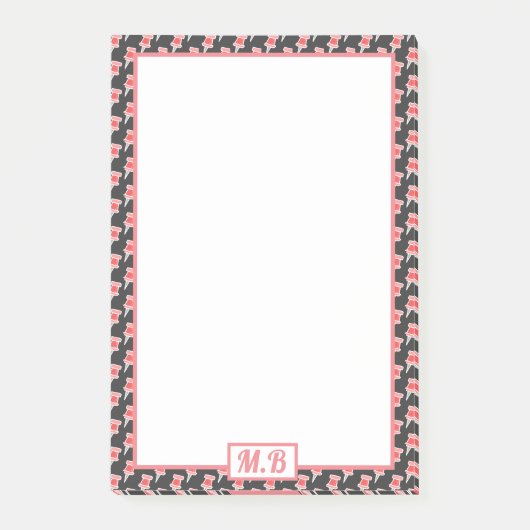 Monogram Elegant Red Drawing Pin Pattern Post-it® Notes (Voorkant)