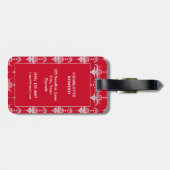 Monogram Elegant Red en White Damask Bagagelabel (Achterkant horizontaal)
